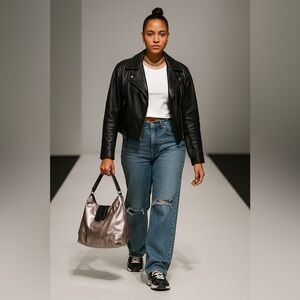 Handbag - Metallic Crescent Shoulder Bag